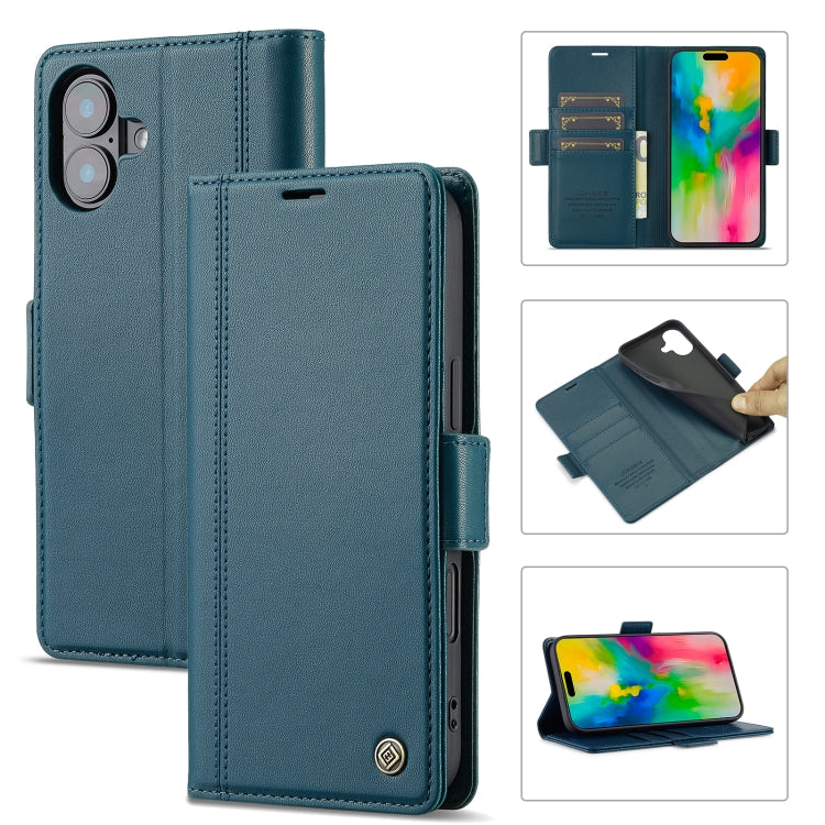 For iPhone 16 LC.IMEEKE Skin-friendly Card Slots Leather Phone Case(Blue) - iPhone 16 Cases by LC.IMEEKE | Online Shopping South Africa | PMC Jewellery | Buy Now Pay Later Mobicred