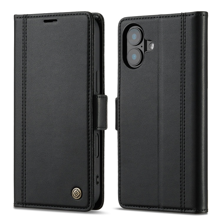 For iPhone 16 Plus LC.IMEEKE Skin-friendly Card Slots Leather Phone Case(Black) - iPhone 16 Plus Cases by LC.IMEEKE | Online Shopping South Africa | PMC Jewellery | Buy Now Pay Later Mobicred