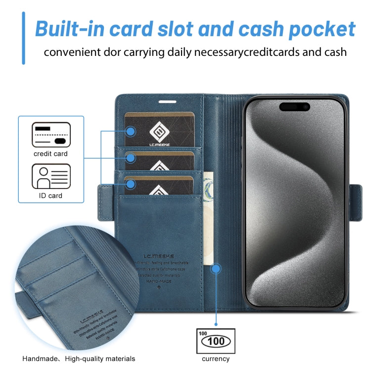 For iPhone 16 Pro Max LC.IMEEKE Skin-friendly Card Slots Leather Phone Case(Blue) - iPhone 16 Pro Max Cases by LC.IMEEKE | Online Shopping South Africa | PMC Jewellery | Buy Now Pay Later Mobicred