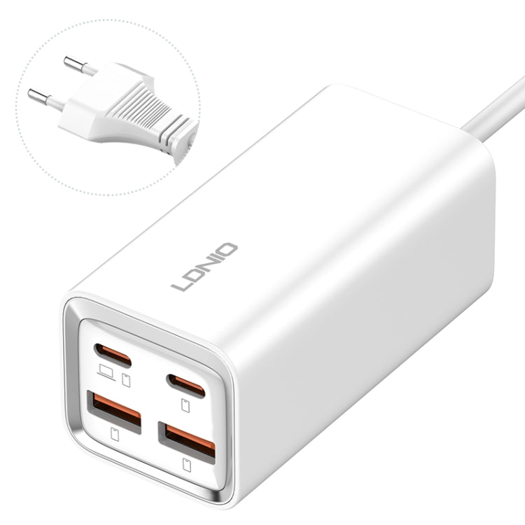 LDNIO A4610C PD65W Dual USB-C / Type-C + Dual USB Fast Charger, Cable Length: 1.5m, Plug Type:EU Plug��(White) - USB Charger by LDNIO | Online Shopping South Africa | PMC TechLife | Buy Now Pay Later Mobicred