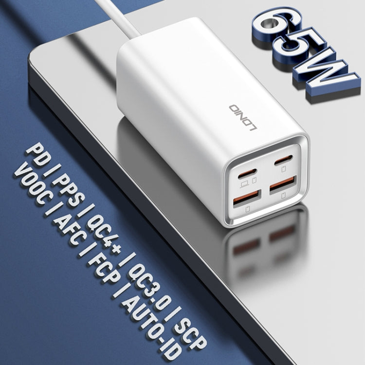 LDNIO A4610C PD65W Dual USB-C / Type-C + Dual USB Fast Charger, Cable Length: 1.5m, Plug Type:US Plug(White) - free shipping - PMC TechLife - Order now!