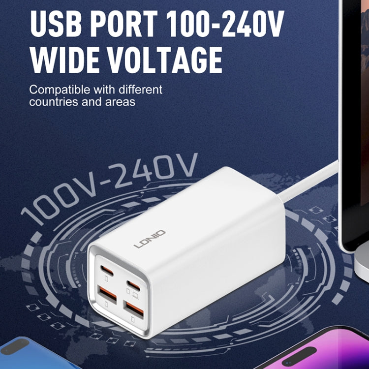 LDNIO A4610C PD65W Dual USB-C / Type-C + Dual USB Fast Charger, Cable Length: 1.5m, Plug Type:EU Plug��(White) - USB Charger by LDNIO | Online Shopping South Africa | PMC TechLife | Buy Now Pay Later Mobicred