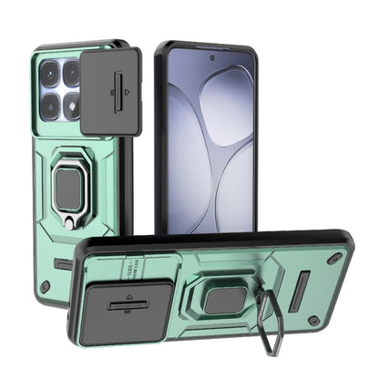 For Redmi K70 Ultra Global Sliding Camshield TPU + PC Shockproof Phone Case with Holder(Green) - Xiaomi Cases by PMC Jewellery | Online Shopping South Africa | PMC Jewellery | Buy Now Pay Later Mobicred