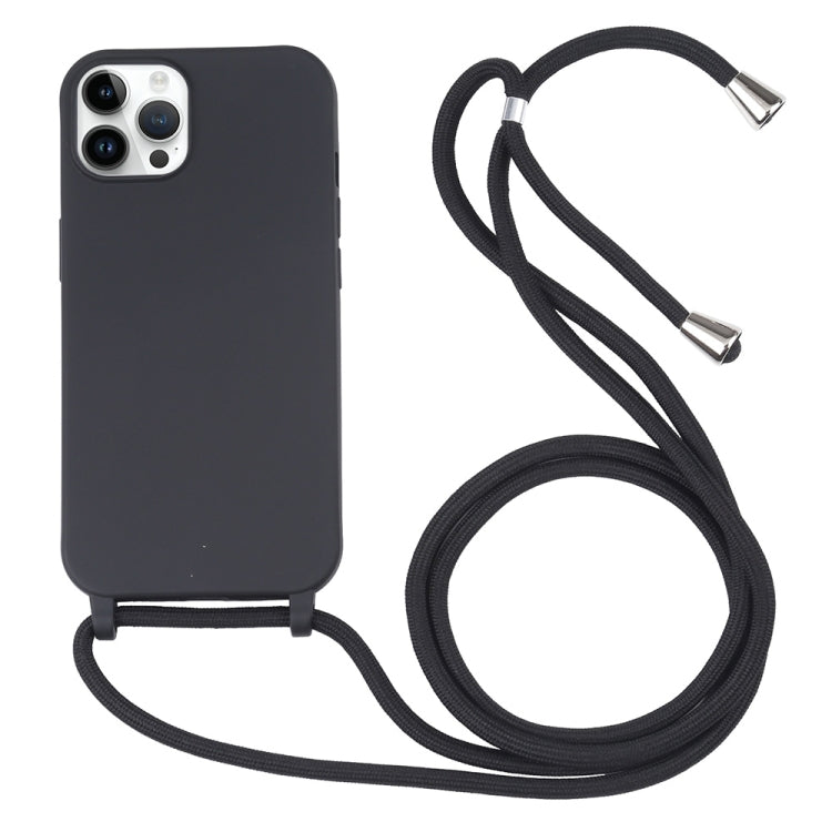 For iPhone 16 Pro Max Candy Colors TPU Protective Phone Case with Lanyard(Black) - iPhone 16 Pro Max Cases by PMC Jewellery | Online Shopping South Africa | PMC Jewellery | Buy Now Pay Later Mobicred