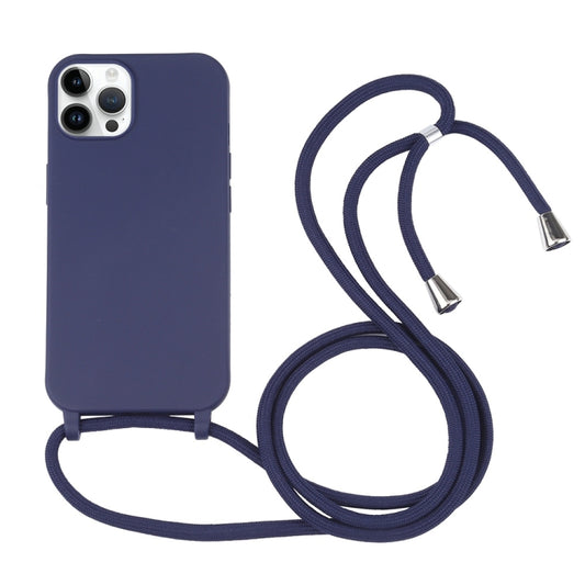 For iPhone 16 Pro Candy Colors TPU Protective Phone Case with Lanyard (Dark Blue) - iPhone 16 Pro Cases by PMC Jewellery | Online Shopping South Africa | PMC Jewellery | Buy Now Pay Later Mobicred