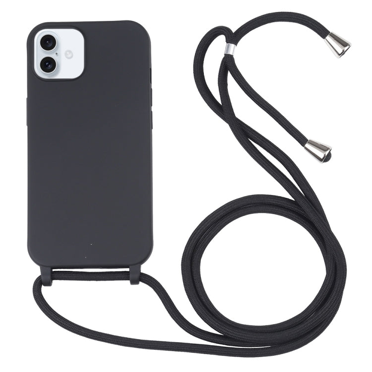 For iPhone 16 Plus Candy Colors TPU Protective Phone Case with Lanyard(Black) - iPhone 16 Plus Cases by PMC Jewellery | Online Shopping South Africa | PMC Jewellery | Buy Now Pay Later Mobicred