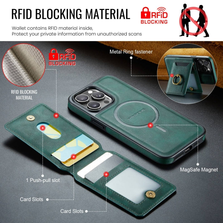 For iPhone 15 Pro DG.MING K1 MagSafe Detachable Wallet RFID Back Cover Phone Case(Green) - iPhone 15 Pro Cases by DG.MING | Online Shopping South Africa | PMC Jewellery | Buy Now Pay Later Mobicred