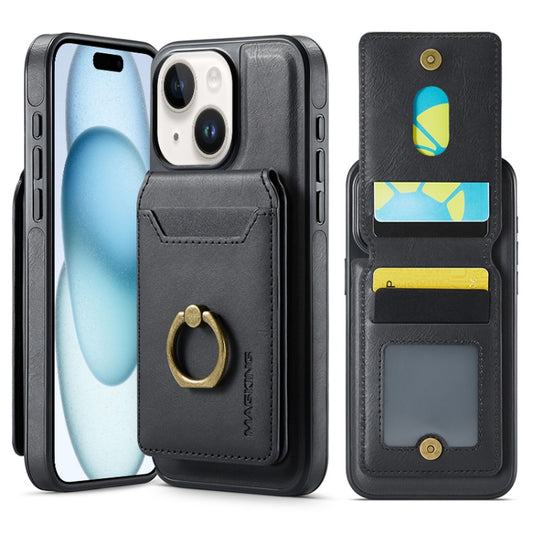 For iPhone 15 DG.MING K1 MagSafe Detachable Wallet RFID Back Cover Phone Case(Black) - iPhone 15 Cases by DG.MING | Online Shopping South Africa | PMC Jewellery | Buy Now Pay Later Mobicred