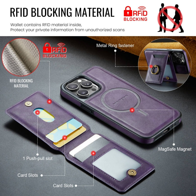 For iPhone 15 DG.MING K1 MagSafe Detachable Wallet RFID Back Cover Phone Case(Purple) - free shipping - PMC Jewellery - Order now!