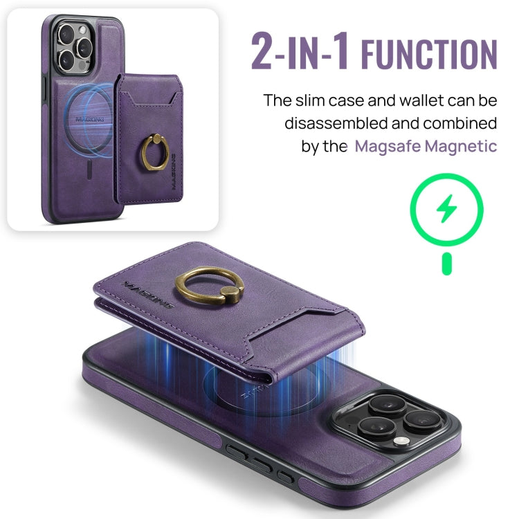 For iPhone 15 DG.MING K1 MagSafe Detachable Wallet RFID Back Cover Phone Case(Purple) - free shipping - PMC Jewellery - Order now!