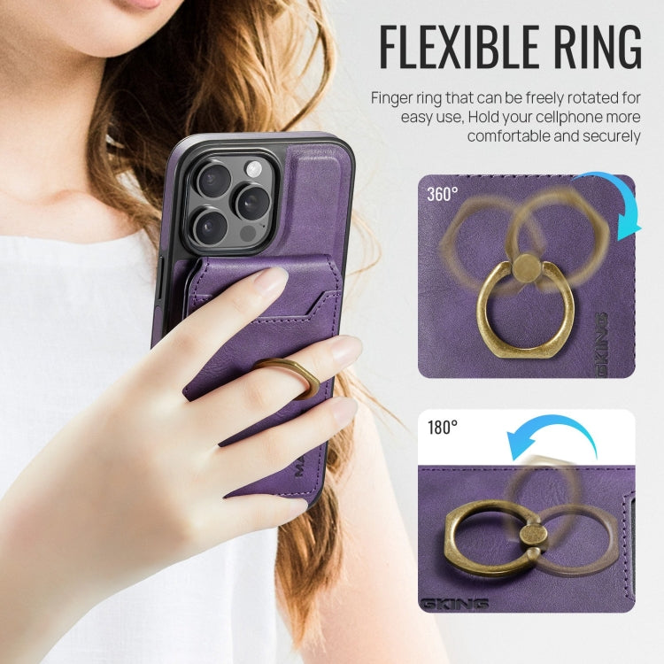 For iPhone 15 DG.MING K1 MagSafe Detachable Wallet RFID Back Cover Phone Case(Purple) - free shipping - PMC Jewellery - Order now!