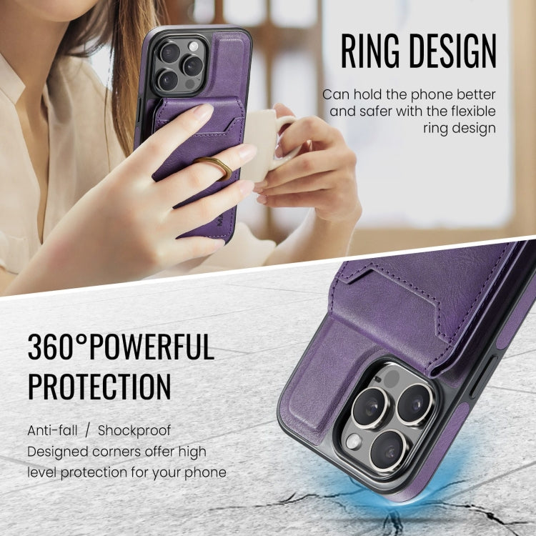 For iPhone 15 DG.MING K1 MagSafe Detachable Wallet RFID Back Cover Phone Case(Purple) - free shipping - PMC Jewellery - Order now!