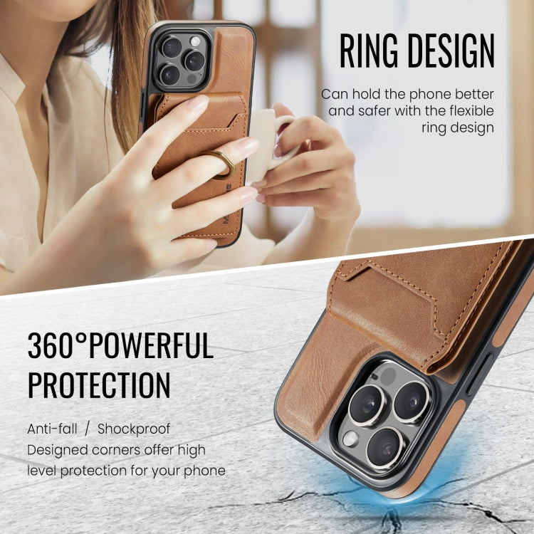 For iPhone 15 DG.MING K1 MagSafe Detachable Wallet RFID Back Cover Phone Case(Brown) - iPhone 15 Cases by DG.MING | Online Shopping South Africa | PMC Jewellery | Buy Now Pay Later Mobicred