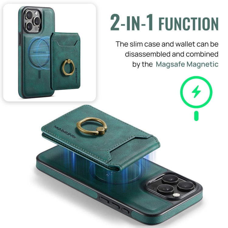 For iPhone 14 Plus DG.MING K1 MagSafe Detachable Wallet RFID Back Cover Phone Case(Green) - iPhone 14 Plus Cases by DG.MING | Online Shopping South Africa | PMC Jewellery | Buy Now Pay Later Mobicred