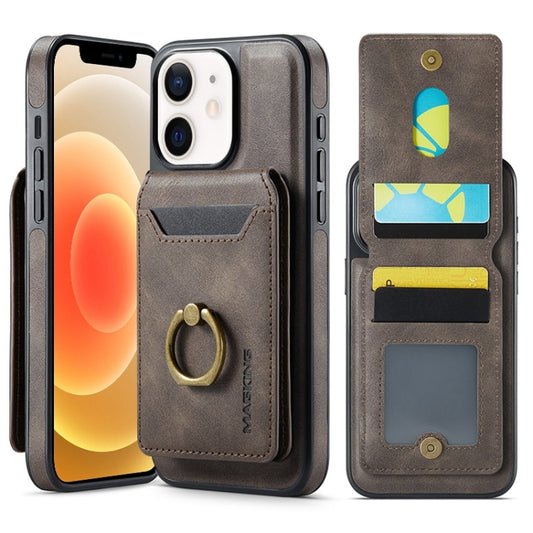 For iPhone 12 DG.MING K1 MagSafe Detachable Wallet RFID Back Cover Phone Case(Coffee) - iPhone 12 / 12 Pro Cases by DG.MING | Online Shopping South Africa | PMC Jewellery | Buy Now Pay Later Mobicred