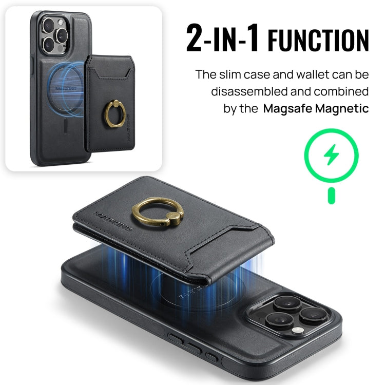 For iPhone 12 DG.MING K1 MagSafe Detachable Wallet RFID Back Cover Phone Case(Black) - iPhone 12 / 12 Pro Cases by DG.MING | Online Shopping South Africa | PMC Jewellery | Buy Now Pay Later Mobicred