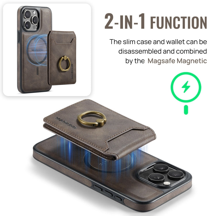 For iPhone 12 Pro DG.MING K1 MagSafe Detachable Wallet RFID Back Cover Phone Case(Coffee) - iPhone 12 / 12 Pro Cases by DG.MING | Online Shopping South Africa | PMC Jewellery | Buy Now Pay Later Mobicred