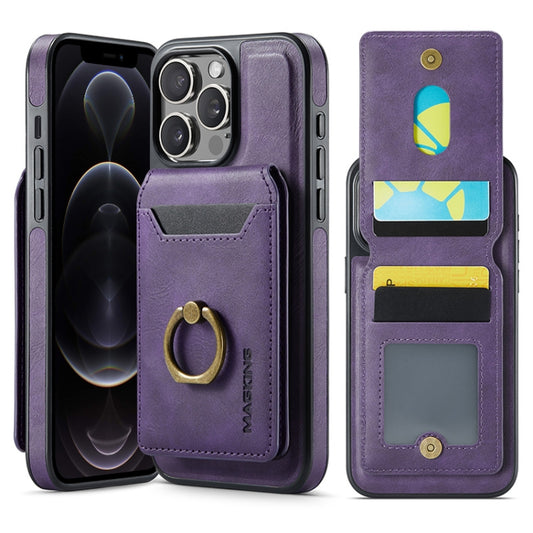 For iPhone 12 Pro DG.MING K1 MagSafe Detachable Wallet RFID Back Cover Phone Case(Purple) - iPhone 12 / 12 Pro Cases by DG.MING | Online Shopping South Africa | PMC Jewellery | Buy Now Pay Later Mobicred