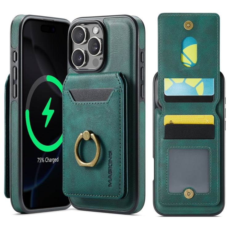 For iPhone 16 Pro Max DG.MING K1 MagSafe Detachable Wallet RFID Back Cover Phone Case(Green) - iPhone 16 Pro Max Cases by DG.MING | Online Shopping South Africa | PMC Jewellery | Buy Now Pay Later Mobicred