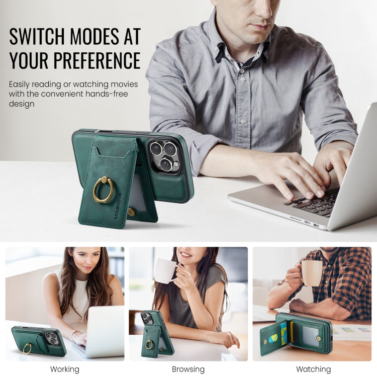 For iPhone 16 Pro Max MAGKING K1 MagSafe Detachable Wallet RFID Back Cover Phone Case(Green) - free shipping - PMC Jewellery - Order now!