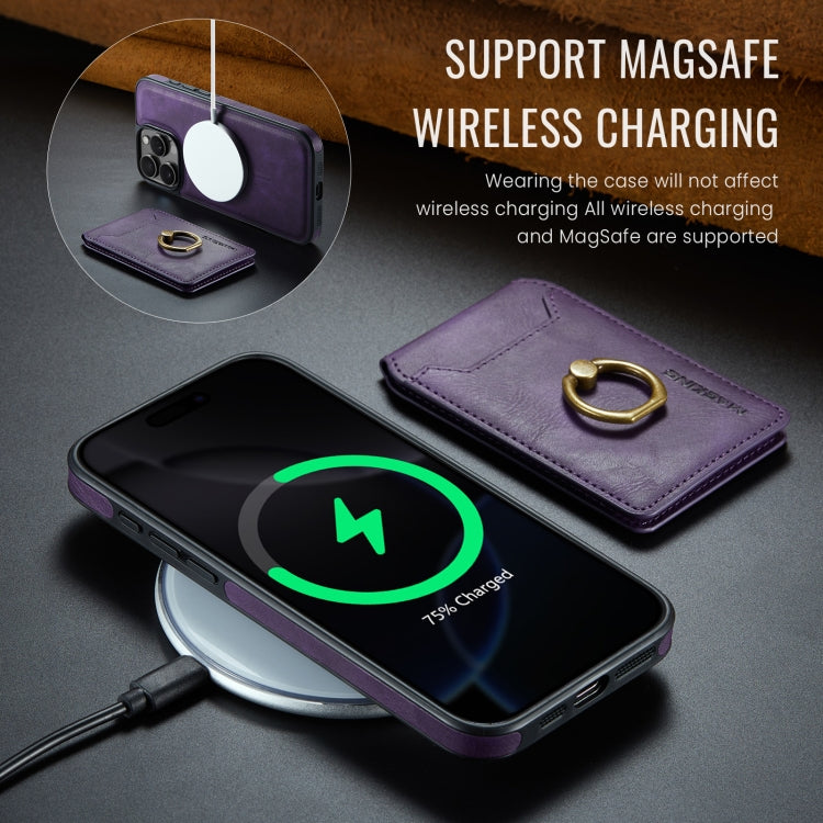 For iPhone 16 Pro MAGKING K1 MagSafe Detachable Wallet RFID Back Cover Phone Case(Purple) - free shipping - PMC Jewellery - Order now!