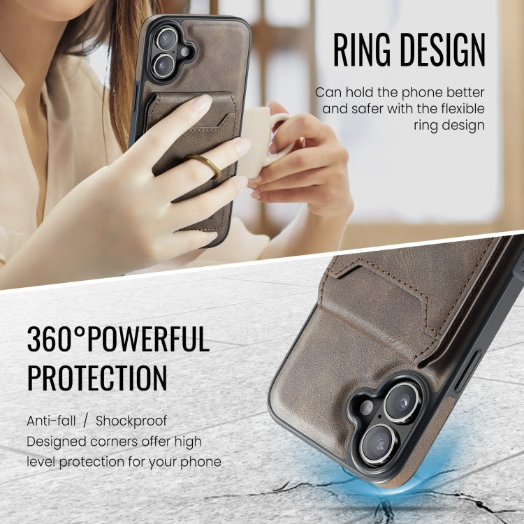 For iPhone 16 Plus DG.MING K1 MagSafe Detachable Wallet RFID Back Cover Phone Case(Coffee) - iPhone 16 Plus Cases by DG.MING | Online Shopping South Africa | PMC Jewellery | Buy Now Pay Later Mobicred