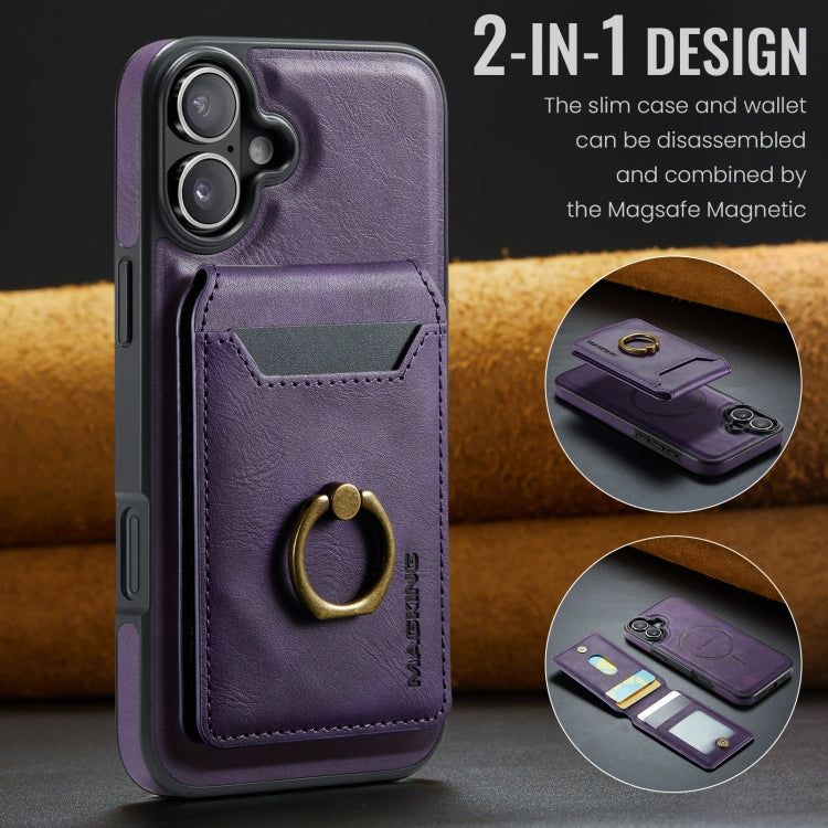 For iPhone 16 DG.MING K1 MagSafe Detachable Wallet RFID Back Cover Phone Case(Purple) - iPhone 16 Cases by DG.MING | Online Shopping South Africa | PMC Jewellery | Buy Now Pay Later Mobicred