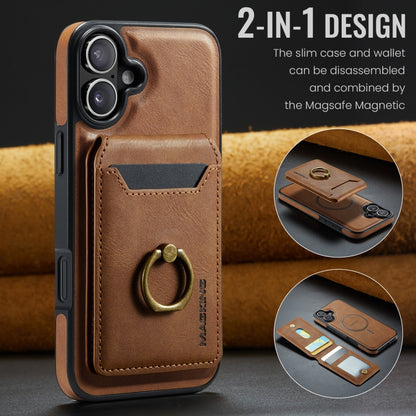 For iPhone 16 DG.MING K1 MagSafe Detachable Wallet RFID Back Cover Phone Case(Brown) - iPhone 16 Cases by DG.MING | Online Shopping South Africa | PMC Jewellery | Buy Now Pay Later Mobicred