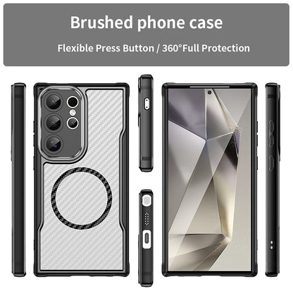 For Samsung Galaxy S25 Ultra 5G Carbon Fiber Texture MagSafe Translucent Phone Case(Black) - Galaxy S25 Ultra 5G Cases by PMC Jewellery | Online Shopping South Africa | PMC Jewellery | Buy Now Pay Later Mobicred