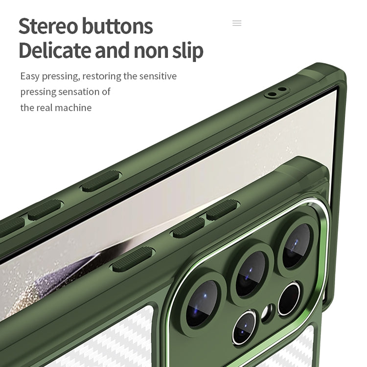 For Samsung Galaxy S25 Ultra 5G Carbon Fiber Texture MagSafe Translucent Phone Case(Green) - Galaxy S25 Ultra 5G Cases by PMC Jewellery | Online Shopping South Africa | PMC Jewellery | Buy Now Pay Later Mobicred