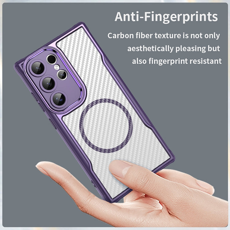 For Samsung Galaxy S25 Ultra 5G Carbon Fiber Texture MagSafe Translucent Phone Case(Purple) - Galaxy S25 Ultra 5G Cases by PMC Jewellery | Online Shopping South Africa | PMC Jewellery | Buy Now Pay Later Mobicred