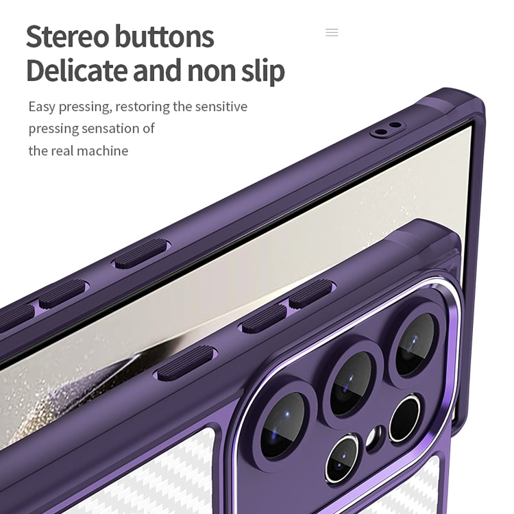 For Samsung Galaxy S25 Ultra 5G Carbon Fiber Texture MagSafe Translucent Phone Case(Purple) - Galaxy S25 Ultra 5G Cases by PMC Jewellery | Online Shopping South Africa | PMC Jewellery | Buy Now Pay Later Mobicred