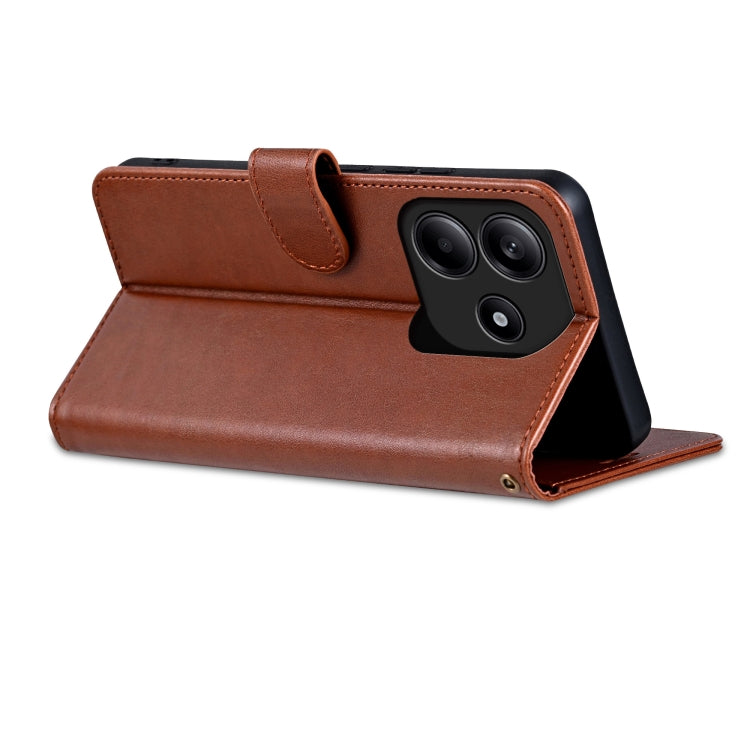 For Redmi Note 14 5G AZNS Sheepskin Texture Flip Leather Phone Case(Brown) - Note 14 Cases by AZNS | Online Shopping South Africa | PMC Jewellery | Buy Now Pay Later Mobicred