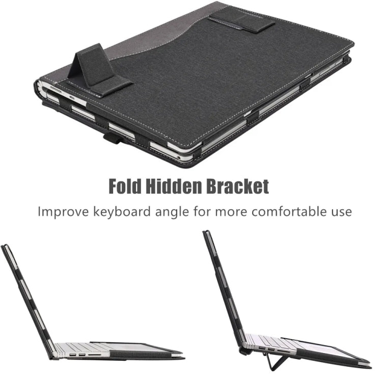 For MicroSoft Surface Laptop 15 inch Leather Laptop Shockproof Protective Case with Stand(Black) - 15 inch by PMC Jewellery | Online Shopping South Africa | PMC Jewellery | Buy Now Pay Later Mobicred