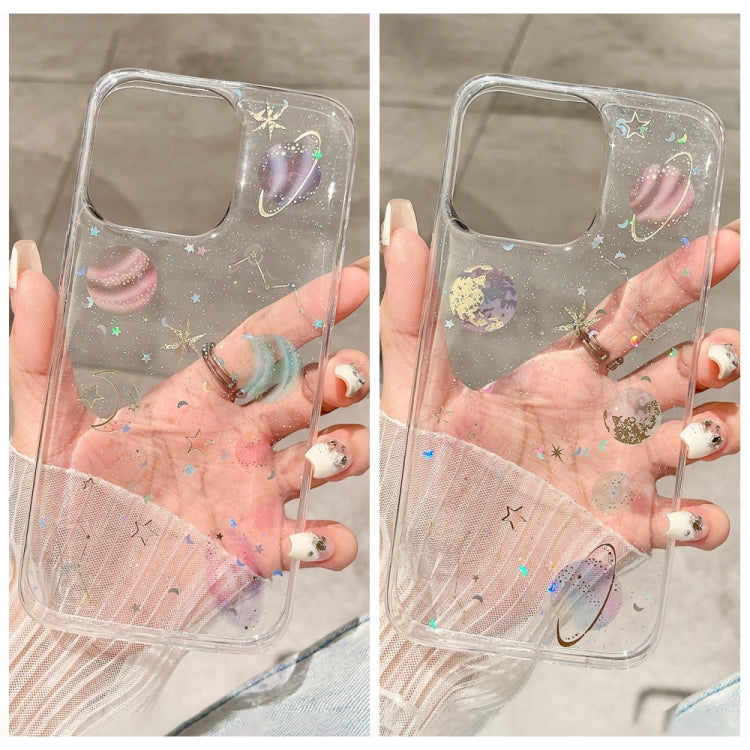 For iPhone 16 Plus Cosmic Star Glitter Epoxy TPU Phone Case(Transparent Pink) - iPhone 16 Plus Cases by PMC TechLife | Online Shopping South Africa | PMC TechLife | Buy Now Pay Later Mobicred