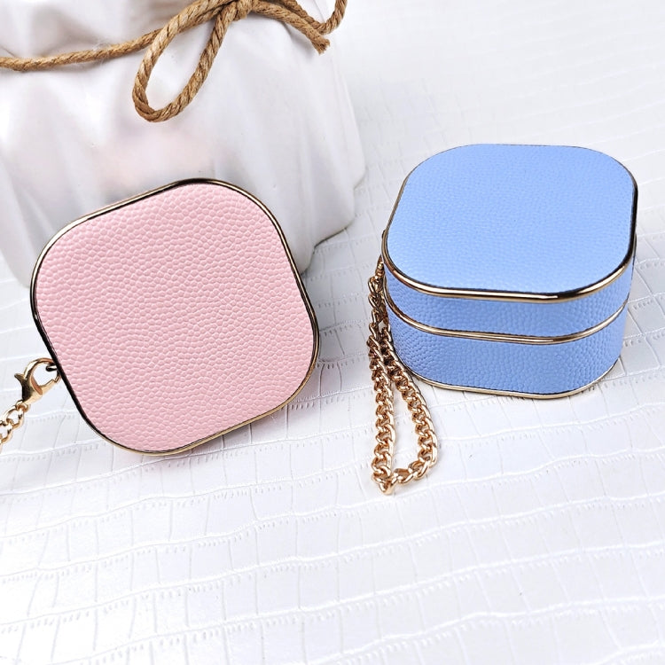 For Samsung Galaxy Buds2 / 2 Pro / Pro Litchi Texture Earbuds Box Leather Protective Case with Metal Bracelet(Pink) - Samsung Earphone Case by PMC Jewellery | Online Shopping South Africa | PMC Jewellery | Buy Now Pay Later Mobicred