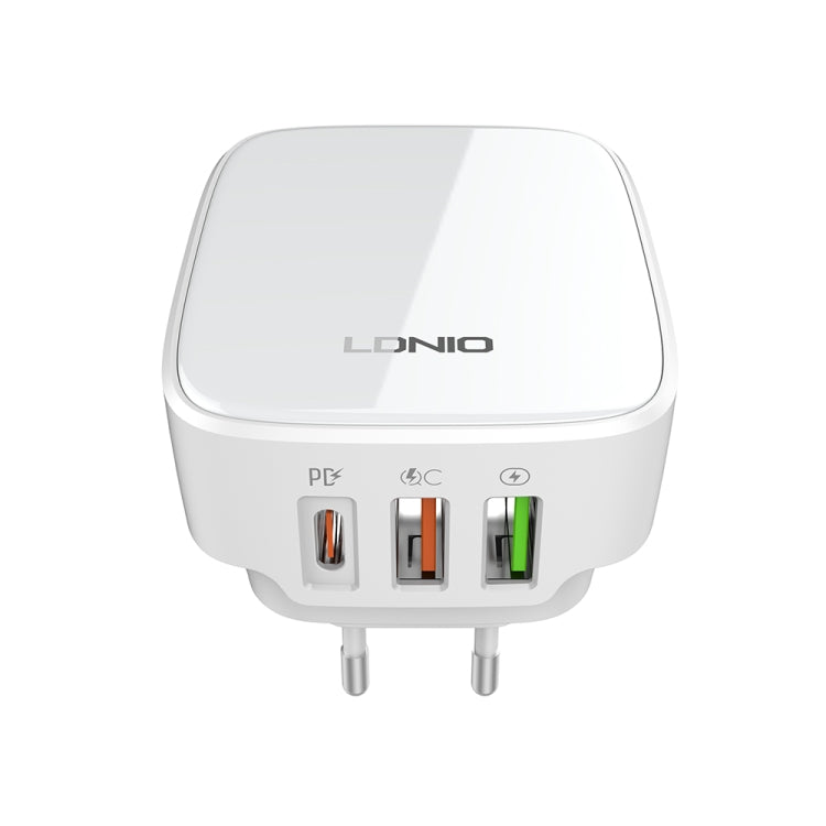 LDNIO Q334 32W Type-C + Dual USB Port Charger with 1m Micro USB Data Cable, Plug Type:EU Plug(White) - USB Charger by LDNIO | Online Shopping South Africa | PMC Jewellery | Buy Now Pay Later Mobicred