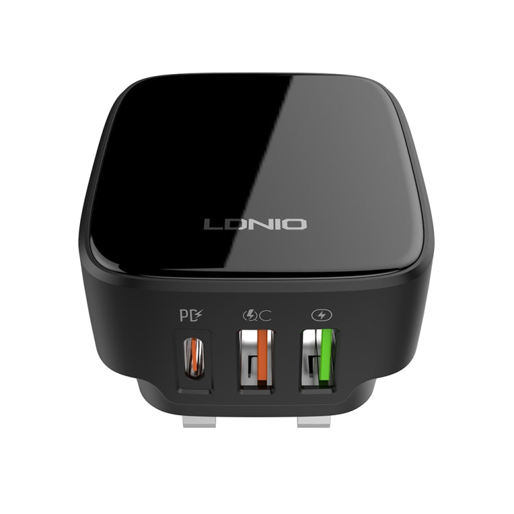 LDNIO Q334 32W Type-C + Dual USB Port Charger with 1m Micro USB Data Cable, Plug Type:UK Plug(Black) - USB Charger by LDNIO | Online Shopping South Africa | PMC Jewellery | Buy Now Pay Later Mobicred