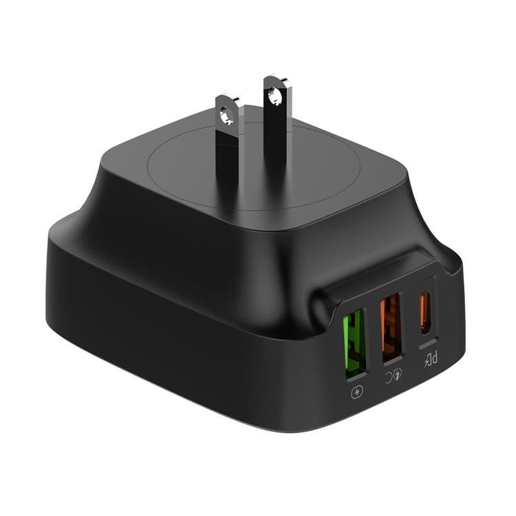 LDNIO Q334 32W Type-C + Dual USB Port Charger with 1m Micro USB Data Cable, Plug Type:US Plug(Black) - USB Charger by LDNIO | Online Shopping South Africa | PMC Jewellery | Buy Now Pay Later Mobicred