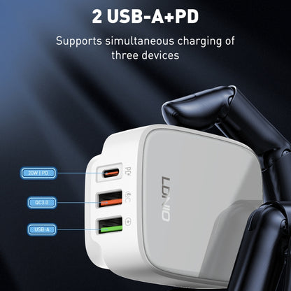 LDNIO Q334 32W Type-C + Dual USB Port Charger with 1m Micro USB Data Cable, Plug Type:UK Plug(White) - USB Charger by LDNIO | Online Shopping South Africa | PMC Jewellery | Buy Now Pay Later Mobicred