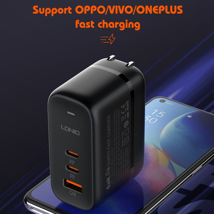 LDNIO Q366 65W USB + Dual Type-C Port Charger with 1m USB-C / Type-C to USB-C / Type-C Data Cable, Plug Type:UK Plug(Black) - free shipping - PMC Jewellery - Order now!