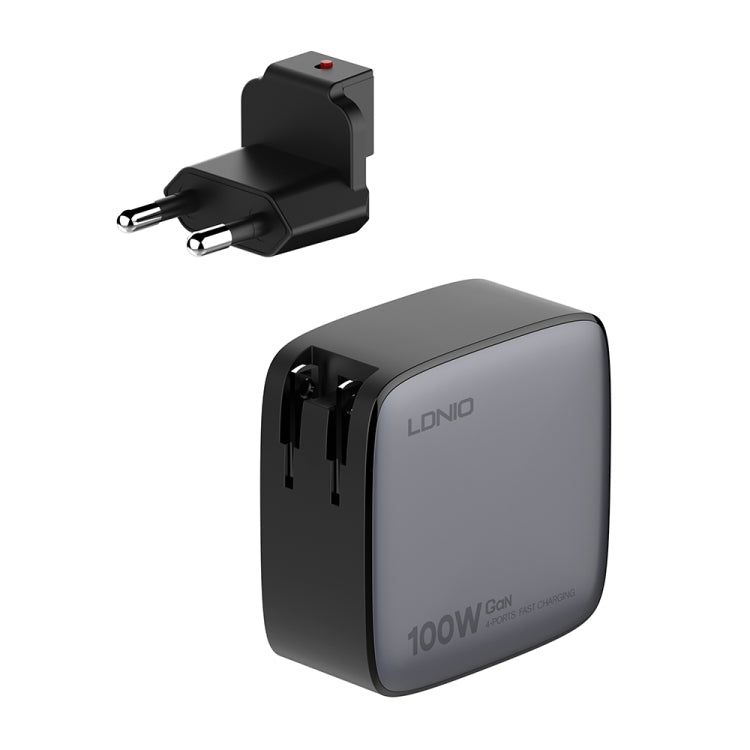 LDNIO Q408 100W GaN USB+3 USB-C / Type-C Interface Charger with 1m 100W USB-C / Type-C to USB-C / Type-C Data Cable, Plug Type:EU Plug(Black) - USB Charger by LDNIO | Online Shopping South Africa | PMC Jewellery | Buy Now Pay Later Mobicred