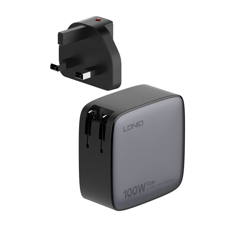 LDNIO Q408 100W GaN USB+3 USB-C / Type-C Interface Charger with 1m 100W USB-C / Type-C to USB-C / Type-C Data Cable, Plug Type:UK Plug(Black) - USB Charger by LDNIO | Online Shopping South Africa | PMC Jewellery | Buy Now Pay Later Mobicred