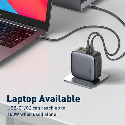 LDNIO Q408 100W GaN USB+3 USB-C / Type-C Interface Charger with 1m 100W USB-C / Type-C to USB-C / Type-C Data Cable, Plug Type:US Plug(Black) - USB Charger by LDNIO | Online Shopping South Africa | PMC Jewellery | Buy Now Pay Later Mobicred