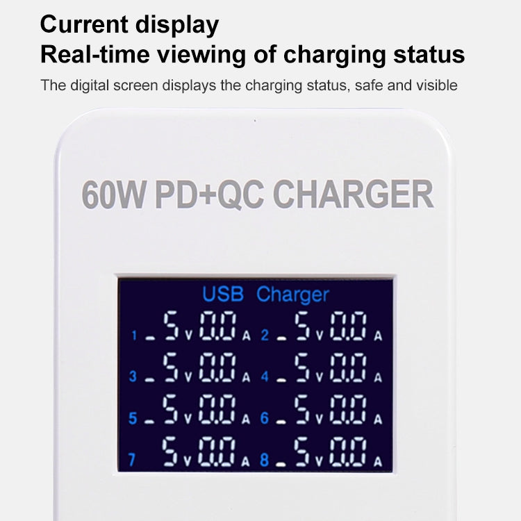 A8B 50W 8 Ports USB Smart Charging Station with Digital Display, Plug:EU Plug - Multifunction Charger by PMC Jewellery | Online Shopping South Africa | PMC Jewellery | Buy Now Pay Later Mobicred