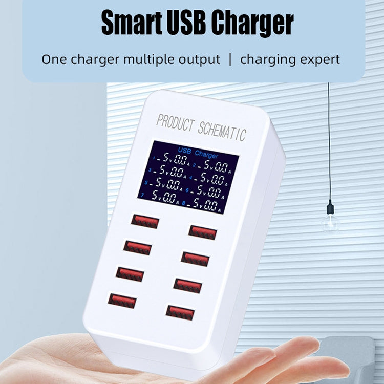 A8B 50W 8 Ports USB Smart Charging Station with Digital Display, Plug:EU Plug - Multifunction Charger by PMC Jewellery | Online Shopping South Africa | PMC Jewellery | Buy Now Pay Later Mobicred