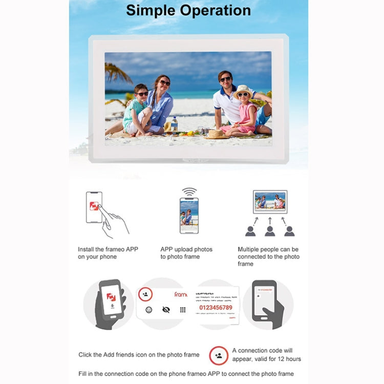 15.6 inch IPS Screen Digital Cloud Photo Frame Wall Mounted LED Advertising Machine, Plug Type:US Plug(White) - free shipping - PMC TechLife - Order now!