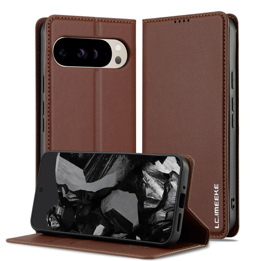 For Google Pixel 9 Pro / 9 LC.IMEEKE L1 Series Frosted Fine Texture PU Phone Case(Brown) - Google Cases by LC.IMEEKE | Online Shopping South Africa | PMC Jewellery | Buy Now Pay Later Mobicred