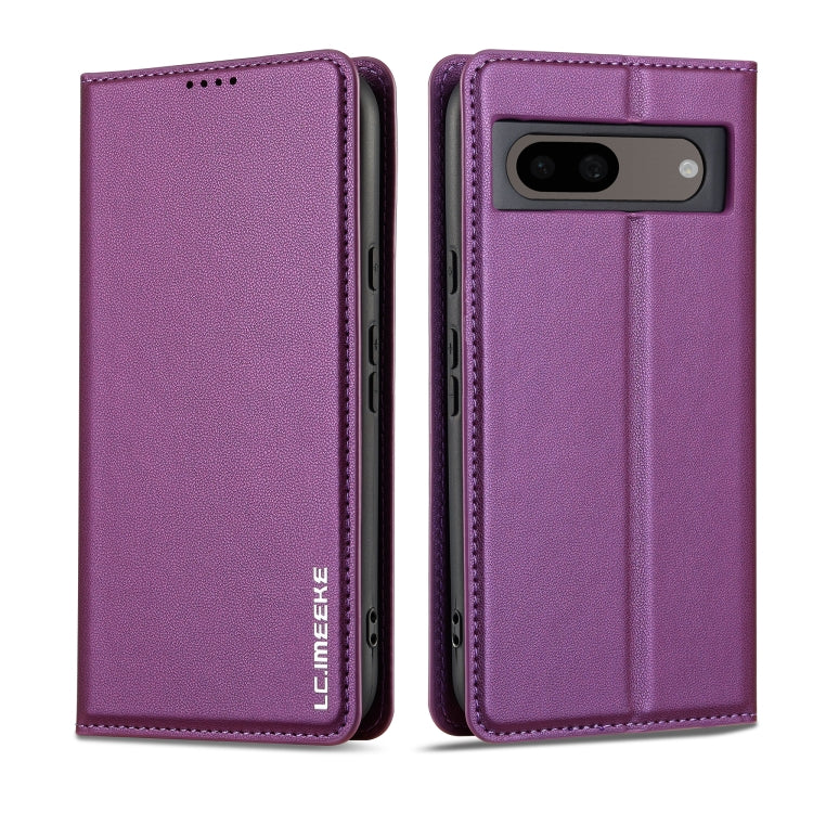 For Google Pixel 8A LC.IMEEKE L1 Series Frosted Fine Texture PU Phone Case(Purple) - Google Cases by LC.IMEEKE | Online Shopping South Africa | PMC Jewellery | Buy Now Pay Later Mobicred