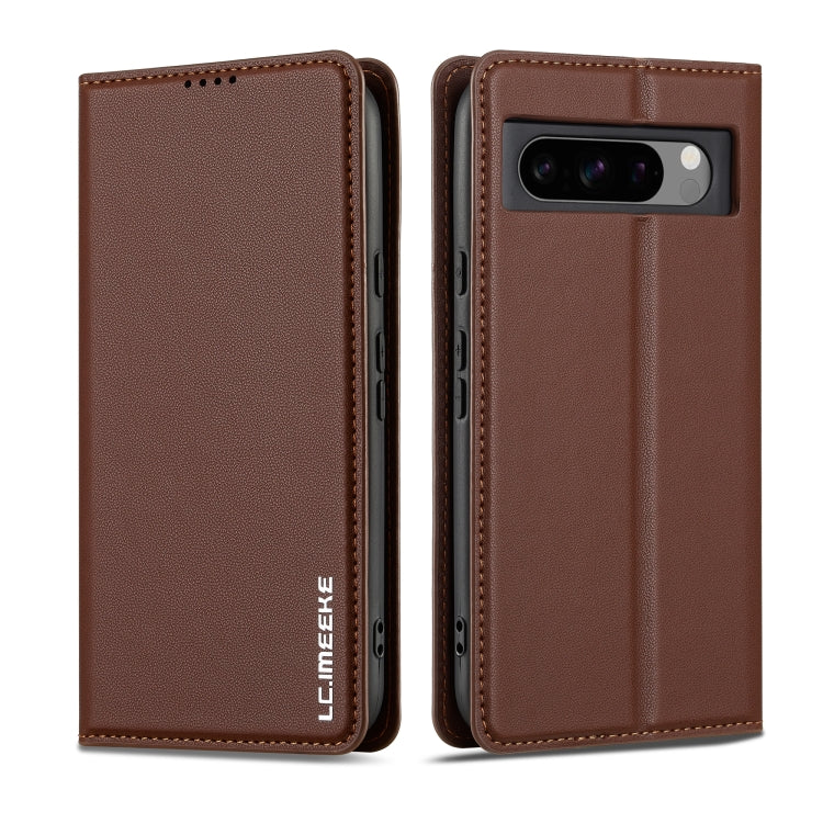 For Google Pixel 8 Pro LC.IMEEKE L1 Series Frosted Fine Texture PU Phone Case(Brown) - Google Cases by LC.IMEEKE | Online Shopping South Africa | PMC Jewellery | Buy Now Pay Later Mobicred